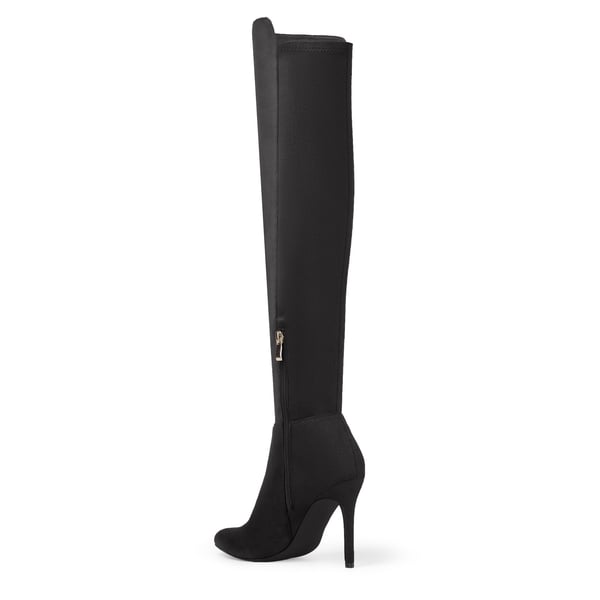Stretch Pointed Toe Stiletto Over The Knee Boots - BLACK SUEDE - 3